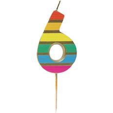 Talking Tables Rainbow Stripe Number Candle 6