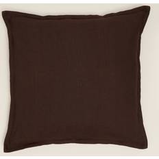 Linen Cushion Covers Truly Linen Square 50cm x 50cm Cushion Cover Brown