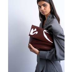 Patent Leather Clutches Topshop Georgia Folded Clutch Grab Bag - Chocolate Patent Brown