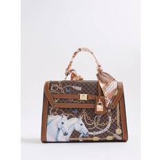 River Island Solid Colours Totes & Shopping Bags River Island Horse Monogram Print Medium Tote Bag - Brown