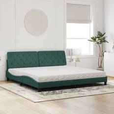 200 cm - Grøn Rammesenge vidaXL Seng Med Madras 200x200 cm Velour Mørkegrøn Rammeseng