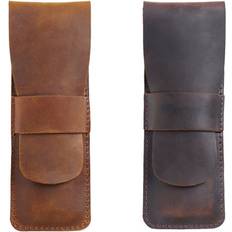 Brown Desktop Organizers Sans Marque Handmade Leather Pencil Fountain Pen Case