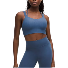 Lululemon Like a Cloud Gerippter Longline-BH Leichter Halt D DD Cups - Blue Twill
