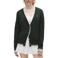 Lululemon Cardigan Baumwollgemisch Zopfmuster Tennis Club - Rainforest Green Light Ivory