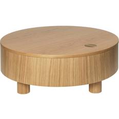 ferm LIVING Olles Storage Table Ø80 Natural Oak Veneer Sofabord