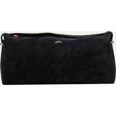 Suede Scoop Clutch Pochette Cuir - Black