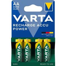 AA (LR06) - Batterier - Laddningsbara standardbatterier Batterier & Laddbart Varta AA Recharge Accu Power 2600mAh 4-pack