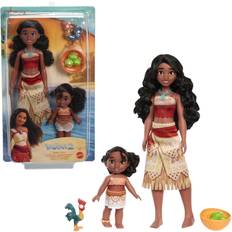 Mattel Dockor & Dockhus Mattel Mattel-leksaker från Disney Vaiana 2, systerset med 2 modedockor i välkänd stil, Heihei-husdjur, kokosnöt och korg som tillbehör, inspirerat från filmen, JBT66