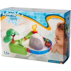 Aquaplay Sploshy Volcano badleksak med skummaskin vattenleksak för barn från 1,5 år leksaksvattenväg med skumlava, sjö och båt inkl. sugkoppar för badkar och Co