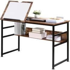 Homcom Tiltable Rustic Brown/Black Writing Desk 60x120cm