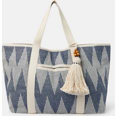 Accessorize Chevron Canvas Beach Bag - Blue