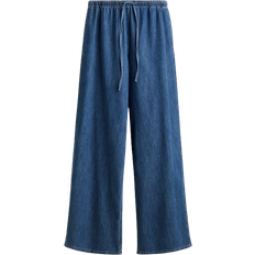 H&M Feather Soft Denim Drawstring Trousers - Denim Blue