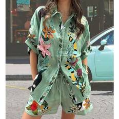 Florals Suits Shein Women's Casual Bohemian Print Two Pieces Suit