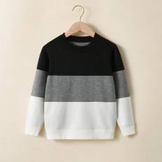 Black Knitted Sweaters Children's Clothing Shein Collegiate Striped Contrast Knitted Sweater - Young Boy