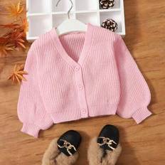 Solid Colours Cardigans Shein Baby Girls Solid Color Minimalist Everyday Knit Cardigan