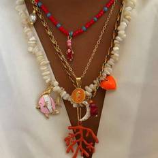 Multicoloured - Women Jewellery Sets Shein Bohemian Ocean Fish Seahorse Coral Heart Necklace Set - Multi-Layer
