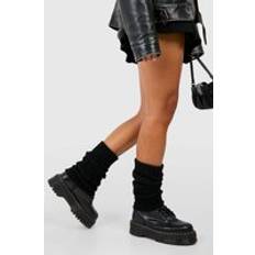 Arm & Leg Warmers boohoo Womens Cable Knit Leg Warmers - Black