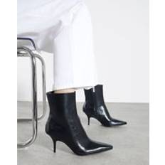 Pointed Toe Stiletto Ankle Boots - Black