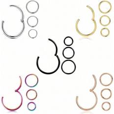 Unisex Piercings Shein Stainless Steel Low Allergy Body Piercing Rings - Suitable