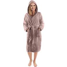 Dam - Fleece Sovplagg NY Threads Lyxiga Dam Morgonrockar Super Soft Fleece - Taupe