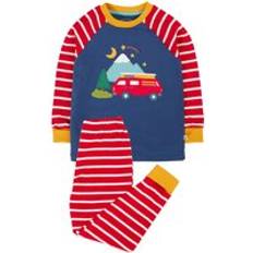 Röda Pyjamasar Frugi Jamie Cotton Kids Pyjamas - Red Breton Campervan