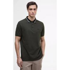 Green Polo Shirts Barbour International Bruce Tipped Polo Shirt - Black