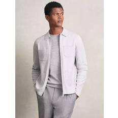 Grey - Men Cardigans Reiss Roberto Four-Pocket Zip-Through Cardigan - Soft Grey