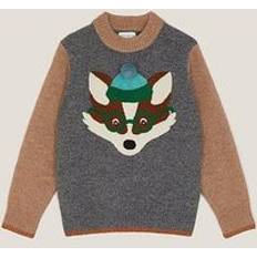 18-24M Knitted Sweaters Children's Clothing Monsoon Fox Colour Block Jumper - Grey