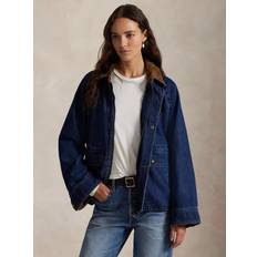 Polo Ralph Lauren Women Outerwear Polo Ralph Lauren Field Cotton Corduroy Trimmed Denim Jacket - Blue