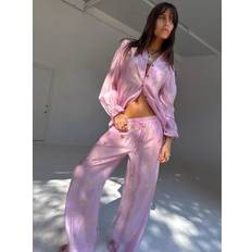 Cotton Linen Embellished Trousers - Pink