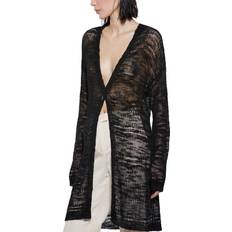 Wide - Women Cardigans SISLEY Long Sleeve V-Neck Knitted Cardigan - Black