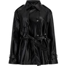 Kunstlæder Frakker Guess Imiteret Læder Trenchcoat Dame - Sort