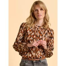 Angelina Abstract Animal Print Top - Beige
