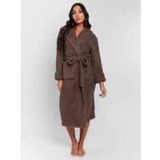 Brown Robes Loungeable Hooded Midi Dressing Gown - Brown