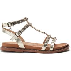 Polyester Sandaler Moda In Pelle Leather Embellished Gladiator Sandals - Gold Metallic