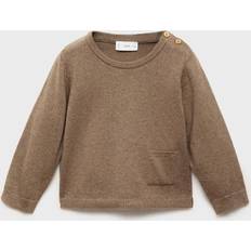 3-6M - Drenge Striktrøjer Mango Baby Cotton Blend London Neck Buttons Jumper
