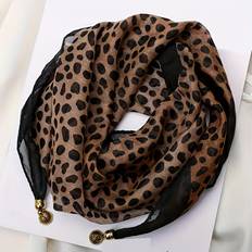 Dam - Leopard Halsdukar & Sjalar Temu Bohemian Leopard Print Scarf Soft Neck Warmer - Golden Bead