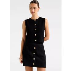 Gold Tank Tops Forever New Elyse Knitted Tank Top Latest Collection - Black