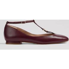 LK Bennett Low Shoes LK Bennett Minna Leather Mary Jane Ballerina Pumps - Burgundy