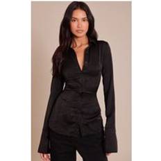 PrettyLittleThing Textured Fitted Shirt - Black
