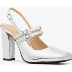 Michael Kors Blokhæl Højhælede sko Michael Kors Crackled Metallic Leather Slingback Pump - Silver