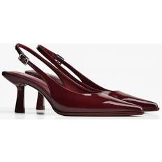 Bershka Bordeaux Slingback Sko Med Kitten Hæl - Rød