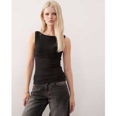Boat Neck Tank Tops Weekday Annie Super Soft Boat Neck Tank Top - Black