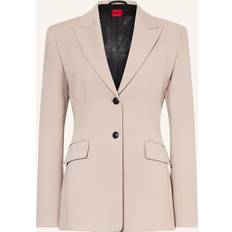 Multicoloured - Women Blazers HUGO Regular-Fit Waisted Blazer Stretch Fabric - Light Beige