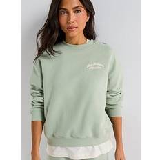 New Balance Tröjor New Balance Heritage Sweatshirt - Ljusbeige/Pastellgrön