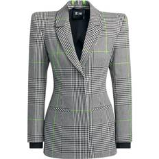 Adidas Slim Blazers adidas Originals Checked Single-Breasted Lapel Blazer Outerwear - Gray