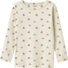 Økologisk bomuld Bluser & Tunikaer Name It Bluser T-Shirts Lil Atelier Turtledove Croissant Top - Beige/Camel