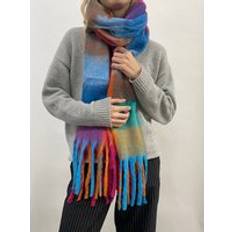Checkered Accessories SVNX Soft Chunky Checked Scarf with Tassels - Bright Multi