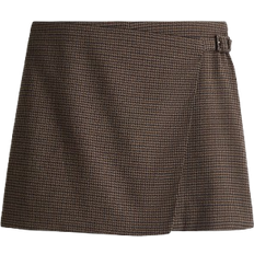 H&M Dame Pepitatern Slå Om-Skorts - Mørk Beige