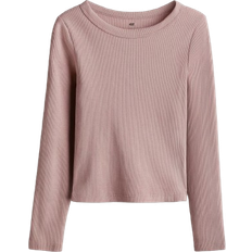 H&M Ribbed Cotton Jersey Top - Dusty Pink (1300805002)